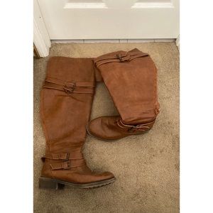Torrid brown over the knee wide calf boots
